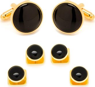 Cufflinks Inc. Onyx Cuff Link & Stud Set in Gold/Black at Nordstrom