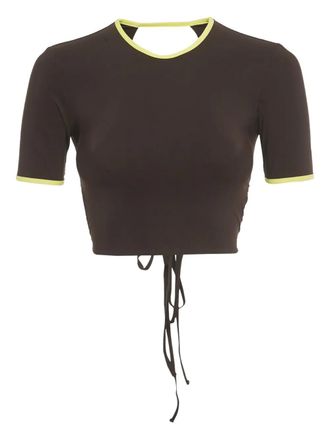 CHRISTOPHER ESBER back-open short-sleeve crop top - women - Polyamide/Elastane - S - Brown