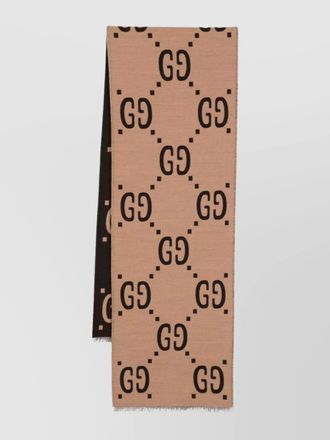 Gucci wool and silk scarf with gg jacquard motif