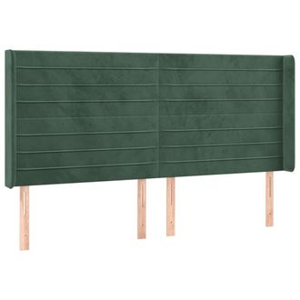 vidaXL Cabecero Con Orejas De Terciopelo Verde Oscuro 183x16x118/128cm Vidaxl
