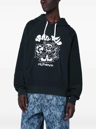 Brain Dead graphic-print hoodie - men - Cotton - S - Green