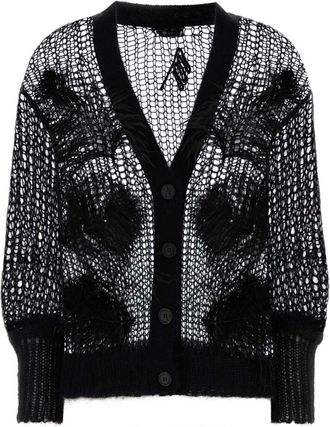 The Attico Black Crochet Cardigan