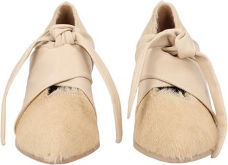 Uma Wang Pointed Toe Leather Knot Detail Kitten Heels