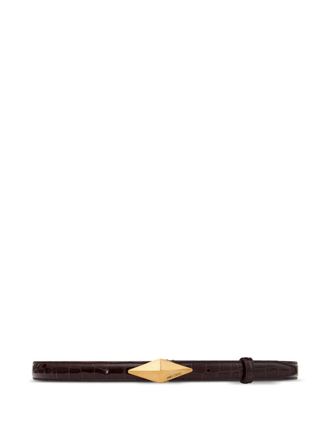 Jimmy Choo London diamond clasp belt - women - Calf Leather/Brass - 95 - Brown