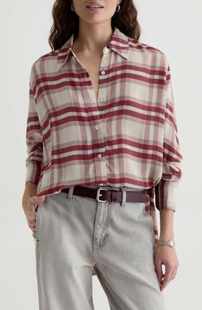 AG - Adriano Goldschmied Sawtelle Button-Up Shirt in Desert Plaid Grey Multi at Nordstrom, Size X-Small