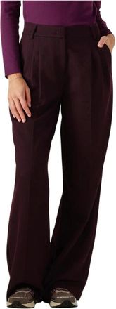 Co'Couture Broeken, Dames, Rood, S, Polyester, Paarse Plooi Lange Broek