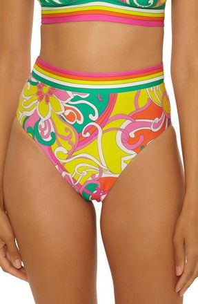 Trina Turk Elara Reversible High Waist Bikini Bottoms in Multi at Nordstrom, Size 14