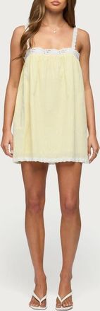 Edikted Hipla Contrast Lacy Cotton Minidress in Yellow at Nordstrom, Size X-Small