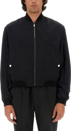 Versace Multicolor Logo Mock Collar Jacket