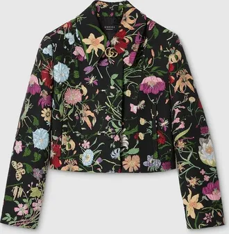 Gucci Flora Silk Brocade Jacket, Black, Ready-to-wear