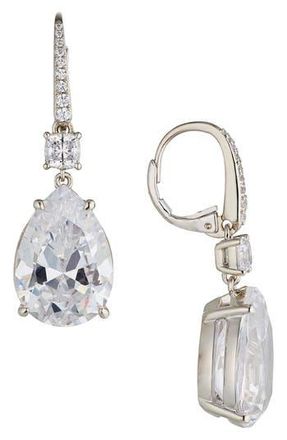 Nadri Shine On Large Pear Cut Cubic Zirconia Drop Earrings in Rhodium at Nordstrom Rack
