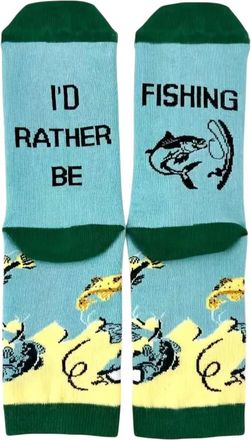 Generic Fishing Socks, Fishing Gift, Lucky Fishing Socks, Id Rather Be Fishing Design, UK Size 6-9