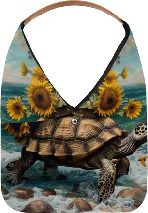 Generic Beach Sea Turtle Sunflowers Reusable Lightweight Grocery Bags - Foldable Into Compact Pouch, Washable & Sturdy, Multipurpose for Shopping and Travel