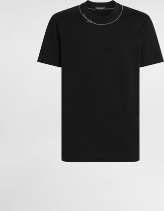 Dolce & Gabbana Cotton T-shirt With Embroidery - Man T-shirts And Polos Black 46