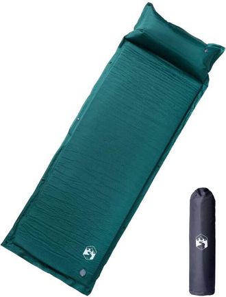 vidaXL Colch&oacute;n De Camping Autoinflable Con Almohada 1 Persona Verde Vidaxl