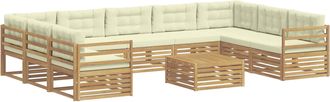 vidaXL Conjunto De Sof&aacute;s De Exterior 10 Uds. Blanco Y Crema Poli&eacute;ster Vidaxl
