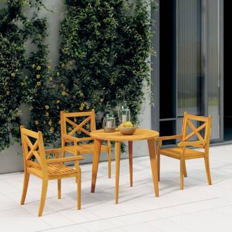 vidaXL Sillas De Comedor De Jard&iacute;n 3 Uds Madera Maciza De Acacia Vidaxl
