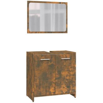 vidaXL Vidaxl - Set de muebles de baño madera contrachapada color roble ahumado