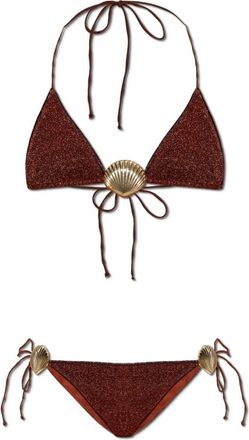 Os&eacute;ree Tweedelig Zwempak met Lurex Garen - Dames - Bikinis - Bruin - L - Tweed - Badmode