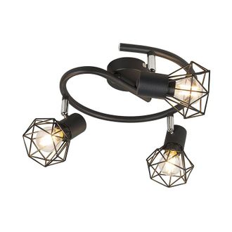 QAZQA Qazqa Moderno Foco Inteligente Negro Giratorio E Inclinable, Con 3 Wifi P45 - Mosh Acero Redonda Adecuado Para Led Max. 3 X 4.5 Watt