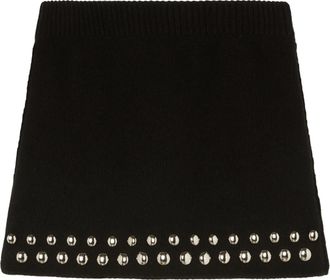 Alanui Black Love And Studs Wool Mini Skirt