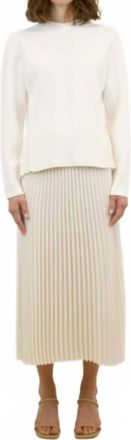 SIMKHAI Valor Midi Chevron Pleated Skirt In Ivory