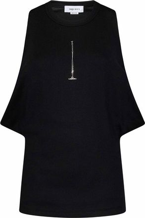 Alexander McQueen Black Ribbed Cotton Tank Top