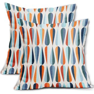 OEM Funda De Coj&iacute;n Decorativa Moderna De Estilo Medieval, 20x20 Pulgadas, Juego De Dos Piezas, Estampado De L&aacute;grima Azul Y Naranja, Coj&iacute;n Decorativo, Fund