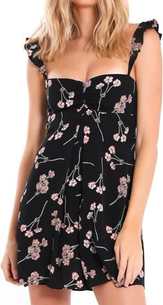Flynn Skye Carla Mini Dress In Black Cherry Blossom
