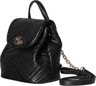 Gucci Womens Backpack Black Gg Marmont Lambskin Backpacks