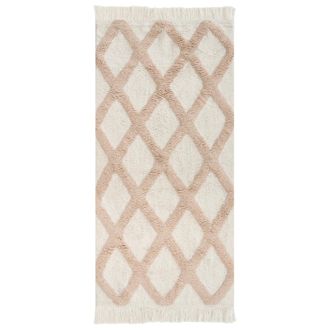 Beliani Alfombra De Algod&oacute;n 55 X 120 Cm Habitaci&oacute;n Infantil Alfombra De Ba&ntilde;o Beige Punsari