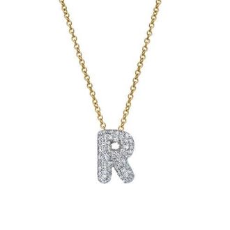 LuvMyJewelry Small Bubble Initial Letter 14K Yellow Gold Diamond Pendant Necklace in Gold R at Nordstrom