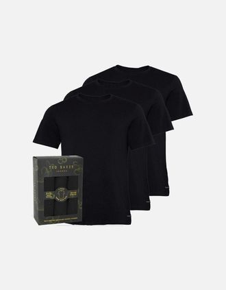 Ted Baker Mens Cotton Stretch 3-Pack Crew-Neck T-Shirts, Black - Size: 42