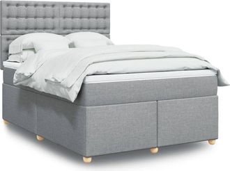 vidaXL Vidaxl - Cama Box Spring Con Colch&oacute;n Tela Gris Claro 160x200 Cm