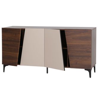 Hhg [nunca Usado] Aparador Hhg-014, C&oacute;moda Con Puertas Con Textura 3d Y Compartimentos De Almacenamiento, Mdf Melaminado, 80 X 160 X 42 Cm, Aspecto De Nog