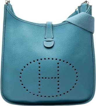Herm&egrave;s Pre-owned Evelyne Crossbody Bag - Dames - Vintage Schoudertas - Blauw - ONE Size - Leer - Vintage