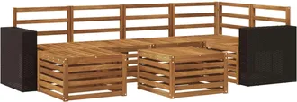 vidaXL Conjunto De Sof&aacute;s De Exterior 7 Uds. Natural Poli&eacute;ster Vidaxl