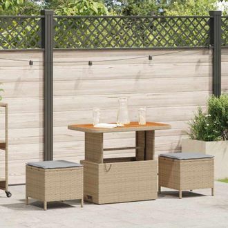 vidaXL Conjunto De Comedor De Jard&iacute;n 3 Pcs Beige Polirat&aacute;n Vidaxl
