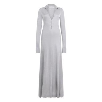 Philosophy di Lorenzo Serafini Lange jurk met diepe halslijn - Dames - Maxi kleedjes - Grijs - XS - Polyester - Kleedjes