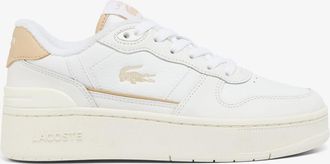 Lacoste Womens T-Clip Platform Leather Trainers in White - Size UK 6.5