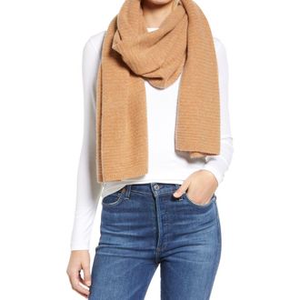 Nordstrom Cashmere Rib Scarf in Cashew at Nordstrom Rack