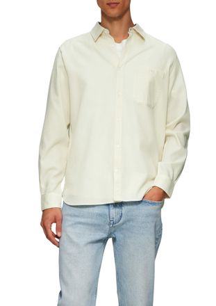 s.Oliver Langarmhemd S.OLIVER, Herren, Gr. XXL, N-Gr, weiss (cloudy wei&szlig;), Obermaterial: 100% Baumwolle, Strukturmuster, regular fit taillenbedeckt, Manschette