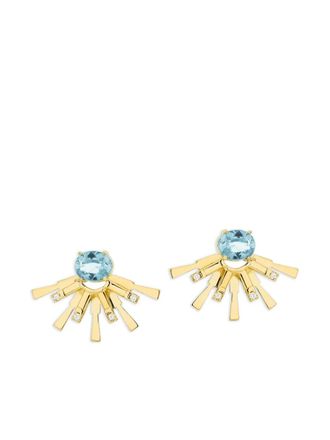 Carol Kauffmann 18K yellow gold Valentim diamond and topaz mini earrings - women - Diamond/18kt Yellow Gold/Blue Topaz - One Size