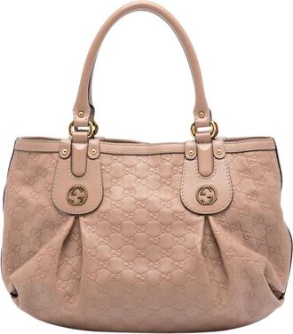Gucci Pre-owned Handbags, female, Brown, Size: ONE SIZE Pre-owned Embossed Tote Bag
