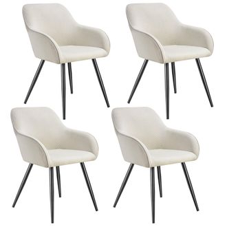 TecTake Dining Chair Marilyn Set Of 4 - Cream/Black in Cream | Size: 4 Pack