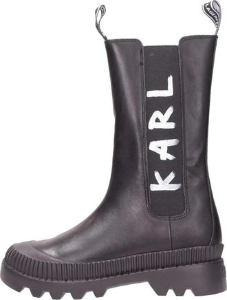 Karl Lagerfeld Trekka II Midi Boot - Dames - Chelseaboots - Zwart - 40 EU - Leer - Schoenen