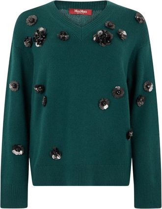 Max Mara Jersey de cuello en V - Knitwear - Mujer - Verde - XS