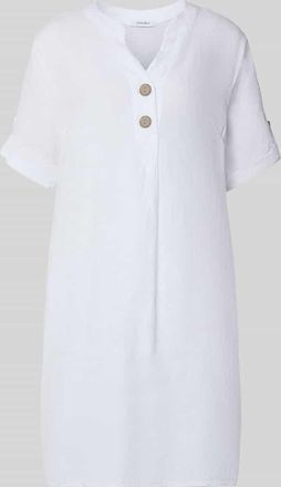 Zabaione Tunikakleid aus Leinen mit V-Ausschnitt Modell Ki44ra in Weiss, Gr&ouml;&szlig;e XXL
