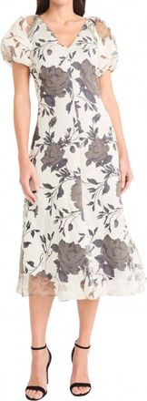 Maggy London Mariel Midi Dress In Gray/ivory