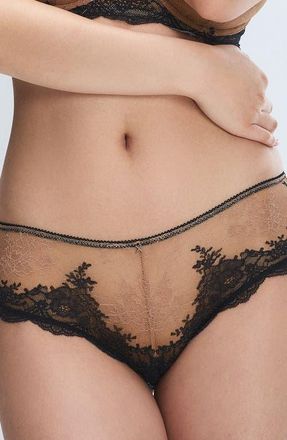 Savage x Fenty Lacestruck Hipster Briefs in Tiramisu Tan/Black Caviar at Nordstrom, Size Medium
